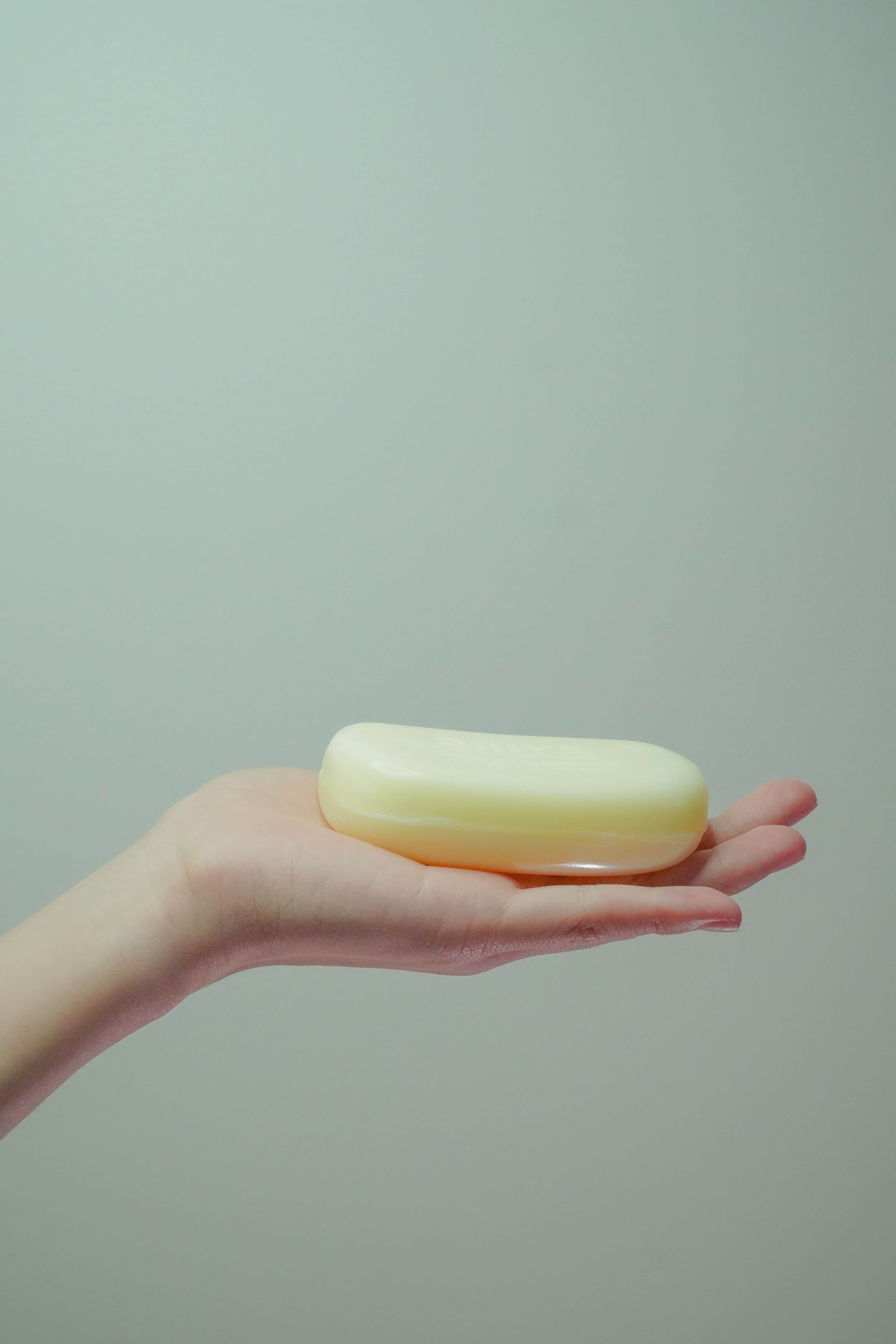 Holding a bar of soap